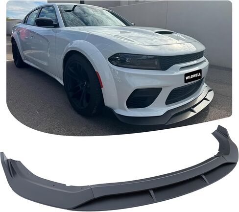 WildWell Front Bumper Lip Splitter لـ 2015-2024 دودج تشارجر SRT Hellcat Scat Pack Daytona RT، طقم الجسم الأمامي لسبويلر الهواء الذقن غير واسع الجسم باللون الأسود غير اللامع in Kuwait