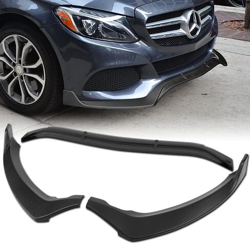 EPARTS ABS البلاستيك 3PCS STP-Style Front Bumper Lip Splitter Body Kit حماية القطع متوافق مع 2015 2016 2017 2018 Mercedes-Benz W205 C-Class Base Bumper (مطلي باللون الأسود) in Saudi Arabia