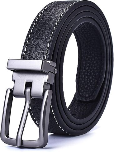 Boys Black PU leather belt with Removable Pin Buckle, Ratchet Belts for Kids Dress Casual School Uniform in Kuwait