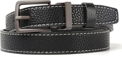 Boys Black PU leather belt with Removable Pin Buckle, Ratchet Belts for Kids Dress Casual School Uniform in Kuwait