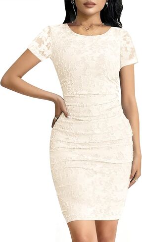 MITILLY Women's Formal Wedding Guest Dress 2026 Summer Floral Short Sleeve Bodycon Ruched Mini Dresses in Saudi Arabia