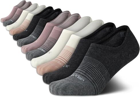 Calvin Klein Womens No Show Socks - 12 Pack Lightweight Cotton Blend Invisible No Slip Sneaker Liner Athletic Socks for Women in Saudi Arabia