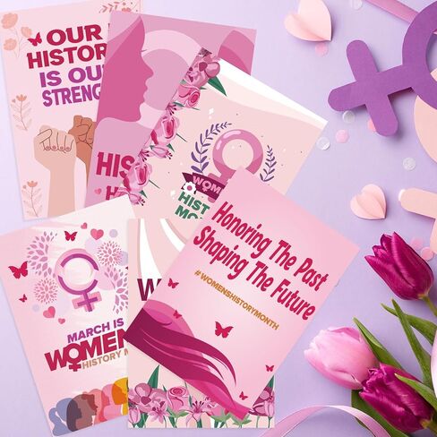 6 Pcs Women's History Month Unframed Posters for Classroom Decorations - Pink Wall Prints - International Women's Day Bulletin Board Set for School, Office, Home & Room in Kuwait