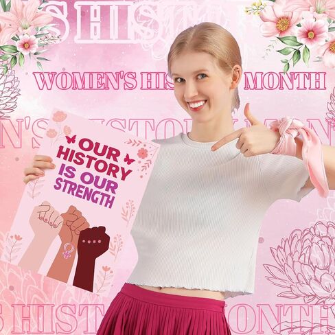 6 Pcs Women's History Month Unframed Posters for Classroom Decorations - Pink Wall Prints - International Women's Day Bulletin Board Set for School, Office, Home & Room in Kuwait
