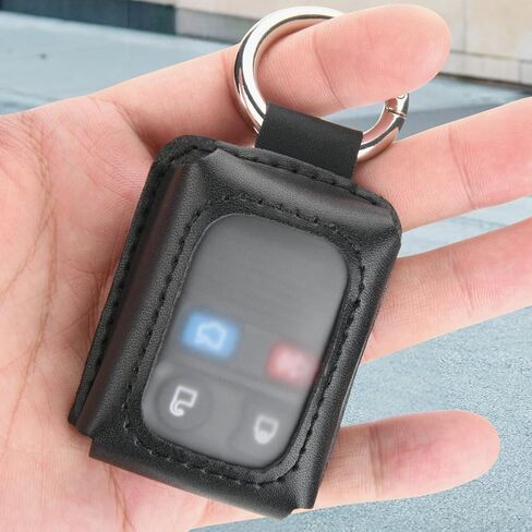 Homakover Black Leather Car Key Fob Cover Sleeve Compatible for Ford F150 F250 F350/Chevy/Escalade/Hummer, Keychain Fob Holder with PVC Visible Window, Remote Protector Case in Saudi Arabia