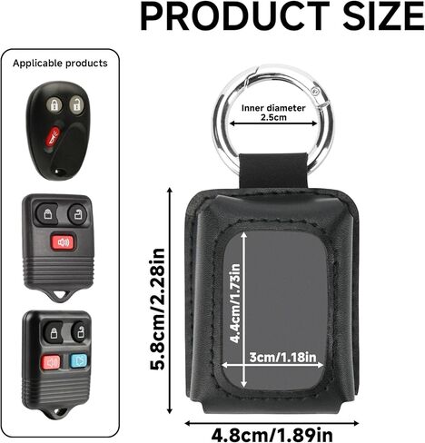 Homakover Black Leather Car Key Fob Cover Sleeve Compatible for Ford F150 F250 F350/Chevy/Escalade/Hummer, Keychain Fob Holder with PVC Visible Window, Remote Protector Case in Saudi Arabia