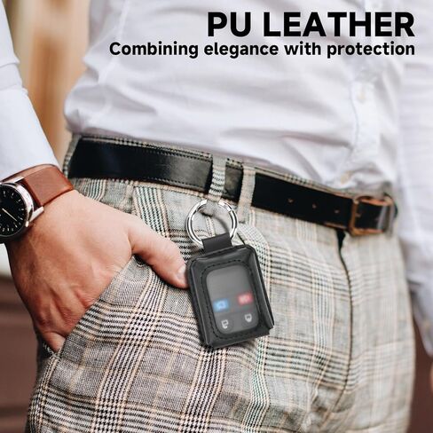 Homakover Black Leather Car Key Fob Cover Sleeve Compatible for Ford F150 F250 F350/Chevy/Escalade/Hummer, Keychain Fob Holder with PVC Visible Window, Remote Protector Case in Saudi Arabia