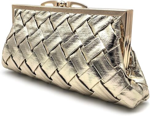 Formal Clutch Purse for Women Luxurious Checkered Evening Bag Dual Compartments with Long Chain Strap in Saudi Arabia