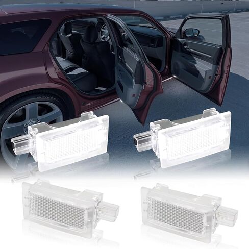 White LED Car Door Panel Courtesy Light Interior Car Door Welcome Lights for Dodge Charger 2006-2020 Challenger Stratus Magnum Avenger Dart Chrysler 300 200 Sebring 2PCS in Saudi Arabia