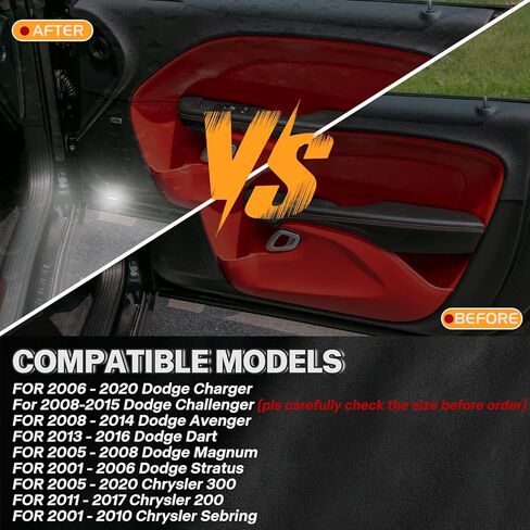 White LED Car Door Panel Courtesy Light Interior Car Door Welcome Lights for Dodge Charger 2006-2020 Challenger Stratus Magnum Avenger Dart Chrysler 300 200 Sebring 2PCS in Saudi Arabia