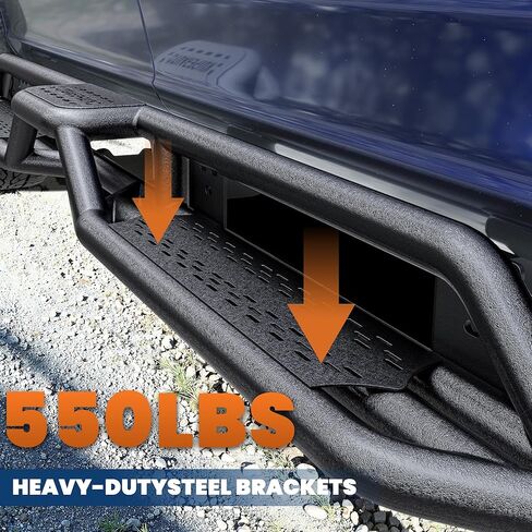 لوحات تشغيل بدرجين بتصميم 6 بوصات قضبان جانبية متوافقة مع دودج رام 1500 Crew Cab 2019-2024، 4 أبواب كاملة الحجم قضبان نيرف (أسود) in Saudi Arabia