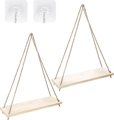 Wood Hanging Shelves for Wall, Wall Hanging Shelf, Window Plant shelves, Floating Wall Shelves for Living Room Bedroom Bathroom Kitchen (Dark brown), XGCN531 in Saudi Arabia