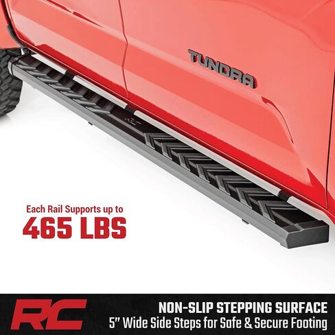 Rough Country BA2 Running Boards for Toyota Tundra CrewMax (2022-2026) - 5" Wide Steel Step Bars, Non-Slip Grip Foot Rails, No-Drill Install, Truck Side Steps in Saudi Arabia