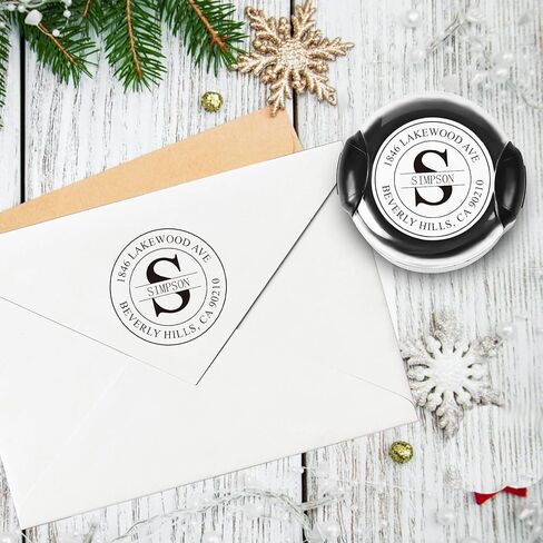 Up to 54 Designs – Custom Return Address Stamp – Round and Rectangular Personalized Self-Inking Address Stamp for Mailing, Wedding and Housewarming（Medium） in Saudi Arabia