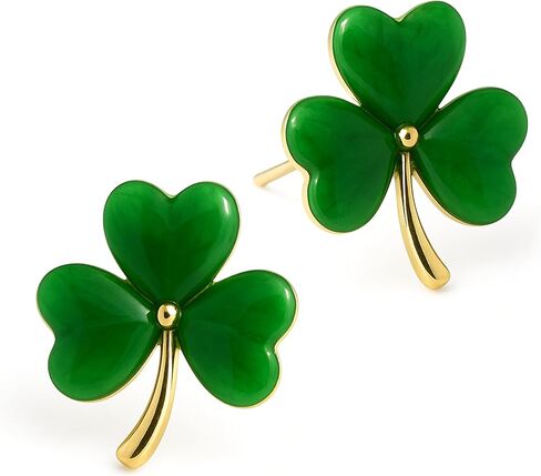 Sonateomber Lucky Green Clover Stud Earrings for Women, Small Cute St Patricks Day Crystal 3 Leaf Shamrock Cartilage Holiday Accessories Fashion Jewelry Gift in Saudi Arabia