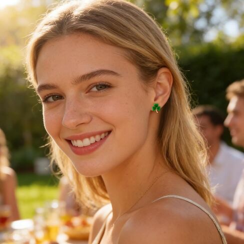 Sonateomber Lucky Green Clover Stud Earrings for Women, Small Cute St Patricks Day Crystal 3 Leaf Shamrock Cartilage Holiday Accessories Fashion Jewelry Gift in Saudi Arabia