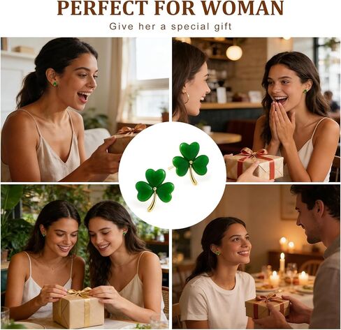 Sonateomber Lucky Green Clover Stud Earrings for Women, Small Cute St Patricks Day Crystal 3 Leaf Shamrock Cartilage Holiday Accessories Fashion Jewelry Gift in Saudi Arabia