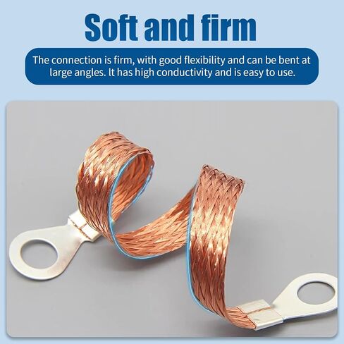 Engine Grounding Strap, Multi-purpose Braided Copper Distribution Box Bridge Jumper, High Temperature Resistant Flexible Cable Tape Set with Connection Terminals, for Most Cars (Gold) in Kuwait