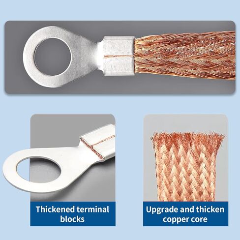 Engine Grounding Strap, Multi-purpose Braided Copper Distribution Box Bridge Jumper, High Temperature Resistant Flexible Cable Tape Set with Connection Terminals, for Most Cars (Gold) in Kuwait
