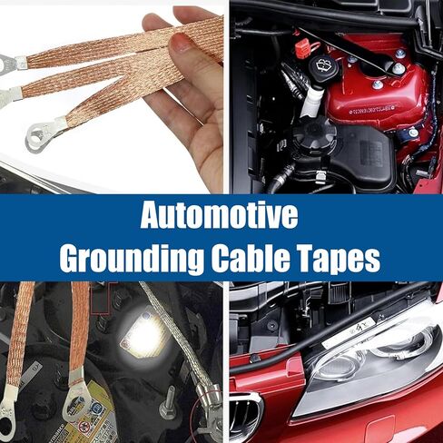 Engine Grounding Strap, Multi-purpose Braided Copper Distribution Box Bridge Jumper, High Temperature Resistant Flexible Cable Tape Set with Connection Terminals, for Most Cars (Gold) in Kuwait