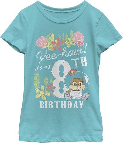 Fifth Sun Spongebob Squarepants Sandy Birthday 8 Girls Short Sleeve Tee Shirt in Saudi Arabia