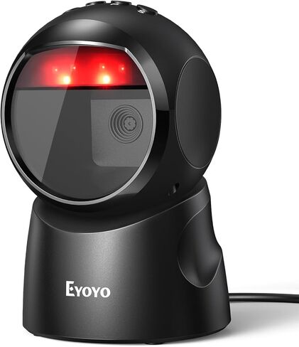 Eyoyo 2D USB Barcode Scanner, Hands-Free Desktop Automatic Omnidirectional QR Code Scanner, Wired Bar Code Reader with 1D 2D Mode Switch Button for Retail, Supermarket, Warehouse, Library, POS Systems in Saudi Arabia