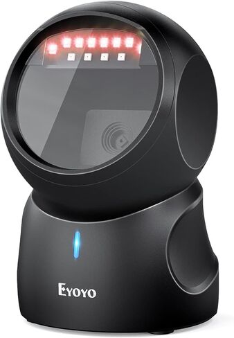 Eyoyo 2D USB Barcode Scanner, Hands-Free Desktop Automatic Omnidirectional QR Code Scanner, Wired Bar Code Reader with 1D 2D Mode Switch Button for Retail, Supermarket, Warehouse, Library, POS Systems in Saudi Arabia