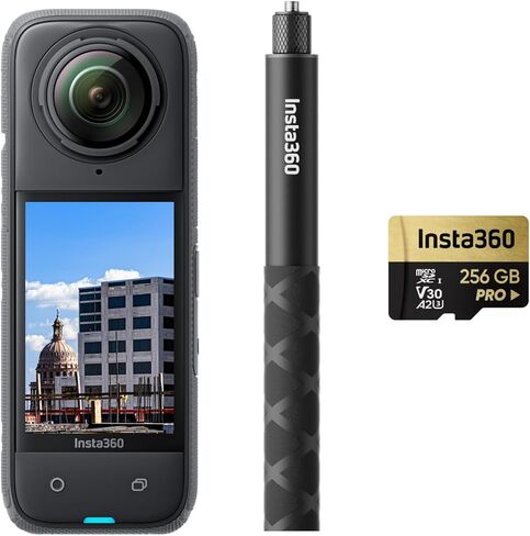 حزمة Insta360 X4 Get-Set - كاميرا أكشن مقاومة للماء 360 درجة بدقة 8K، فيديو بزاوية واسعة 4K، عصا سيلفي غير مرئية، واقيات عدسة قابلة للإزالة، عمر بطارية 135 دقيقة، تحرير الذكاء الاصطناعي، التثبيت in Kuwait