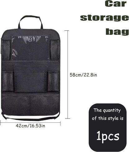 Backseat Car Organizer with Kick Mat Protector and Touch Screen Tablet Holder, Car Seat Storage for Kids, Road Trip Accessories with 9 Pockets, Protects Seats from Dirt and Damage BLACK in Saudi Arabia