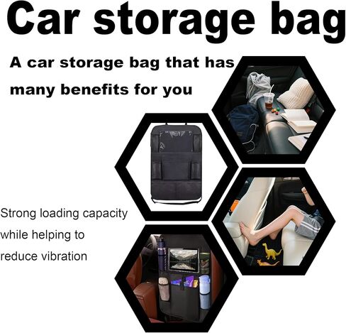 Backseat Car Organizer with Kick Mat Protector and Touch Screen Tablet Holder, Car Seat Storage for Kids, Road Trip Accessories with 9 Pockets, Protects Seats from Dirt and Damage BLACK in Saudi Arabia