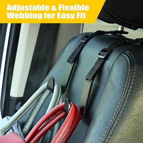 Headrest Hooks for Car Adjustable 4 Pack Vehicle Seat Back Organizer Storage Hanger Holder for Purse Bags Universal Fit Black in Saudi Arabia