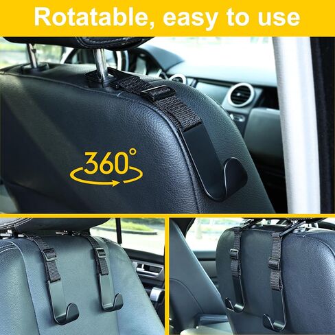 Headrest Hooks for Car Adjustable 4 Pack Vehicle Seat Back Organizer Storage Hanger Holder for Purse Bags Universal Fit Black in Saudi Arabia