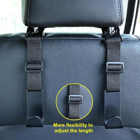 Headrest Hooks for Car Adjustable 4 Pack Vehicle Seat Back Organizer Storage Hanger Holder for Purse Bags Universal Fit Black in Saudi Arabia