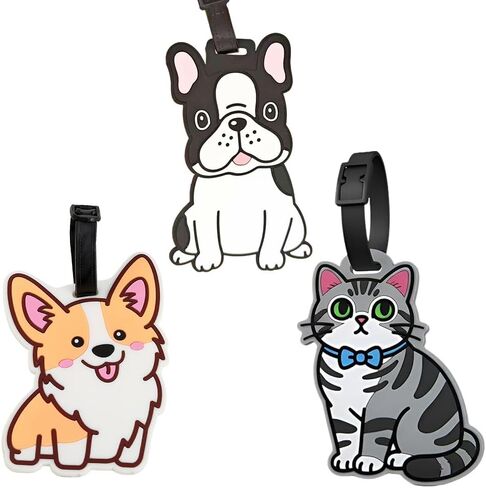 3 قطعة علامات الأمتعة لحقائب السفر لطيف الكلب القط معرف السفر لينة الحيوان سيليكون حقيبة العلامة لحقائب الظهر حاملات الحيوانات الأليفة حقائب السفر in Kuwait