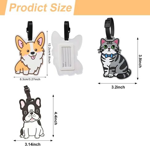 3 قطعة علامات الأمتعة لحقائب السفر لطيف الكلب القط معرف السفر لينة الحيوان سيليكون حقيبة العلامة لحقائب الظهر حاملات الحيوانات الأليفة حقائب السفر in Kuwait