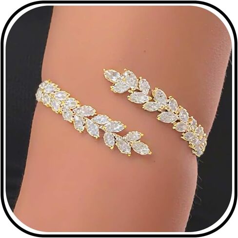 Gold Rhinestone Arm Cuff Bracelet for Women Adjustable Sparkly Upper Arm Cuff Wedding Party Jewelry in Saudi Arabia
