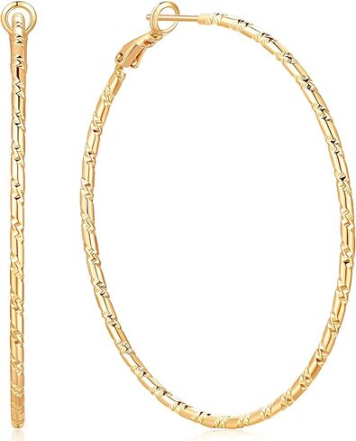 SPOINT Gold Hoop Earrings 14K Gold Hoop Earrings for Women Big Lightweight and Hypoallergenic Extra Large 14 Karat Hoops Earring for Womens Earring 55mm in Saudi Arabia