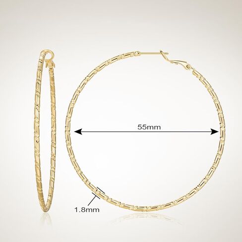 SPOINT Gold Hoop Earrings 14K Gold Hoop Earrings for Women Big Lightweight and Hypoallergenic Extra Large 14 Karat Hoops Earring for Womens Earring 55mm in Saudi Arabia