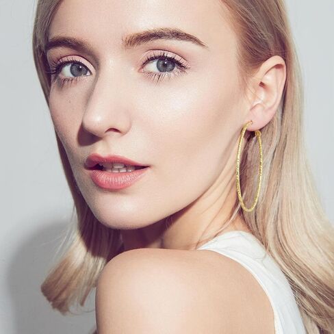 SPOINT Gold Hoop Earrings 14K Gold Hoop Earrings for Women Big Lightweight and Hypoallergenic Extra Large 14 Karat Hoops Earring for Womens Earring 55mm in Saudi Arabia