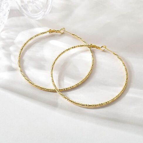 SPOINT Gold Hoop Earrings 14K Gold Hoop Earrings for Women Big Lightweight and Hypoallergenic Extra Large 14 Karat Hoops Earring for Womens Earring 55mm in Saudi Arabia