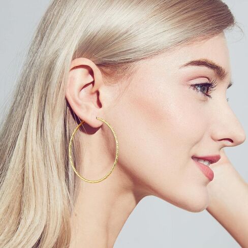 SPOINT Gold Hoop Earrings 14K Gold Hoop Earrings for Women Big Lightweight and Hypoallergenic Extra Large 14 Karat Hoops Earring for Womens Earring 55mm in Saudi Arabia