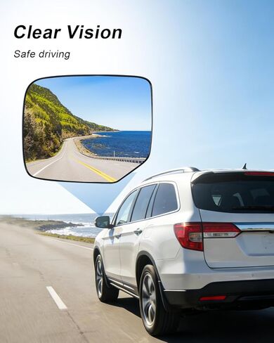 زجاج بديل للمرآة الجانبية للسائق متوافق مع Honda Pilot 2009 2010 2011 2012 2013 2014 2015، لوحة مرآة رؤية ساخنة للجانب الأيسر زجاج مرآة الرؤية استبدال 76253-SZA-A11 in Kuwait