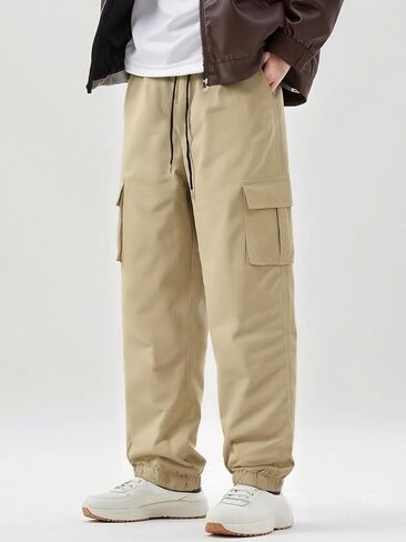 Men's Cargo Pants with Drawstring Waist & Multiple Pockets, Casual Workwear Trousers for Young Men in Saudi Arabia