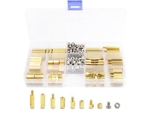 LBY 260pcs M4 Male Female Hex Brass Spacer Standoff Screw Nut Assortment Kit,12 Sizes, Brass (Yellow) in Kuwait