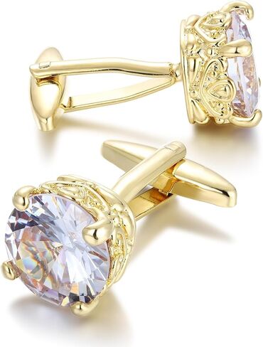 Big Size Crystal Cufflinks for Men CZ Cuff Links Sparkle Diamond Ornate Cufflinks for Wedding Groom Best Man in Saudi Arabia