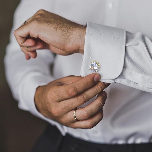 Big Size Crystal Cufflinks for Men CZ Cuff Links Sparkle Diamond Ornate Cufflinks for Wedding Groom Best Man in Saudi Arabia