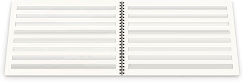 كتاب مخطوطة موسيقية مقاس A4 (8.3 × 11.7 بوصة)، 12 عصا في كل صفحة. 120 صفحة، ورق FSC بوزن 90 جرامًا للمتر المربع. غلاف ويرو (A4 (أفقي)) in Kuwait