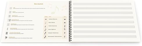 كتاب مخطوطة موسيقية مقاس A4 (8.3 × 11.7 بوصة)، 12 عصا في كل صفحة. 120 صفحة، ورق FSC بوزن 90 جرامًا للمتر المربع. غلاف ويرو (A4 (أفقي)) in Kuwait