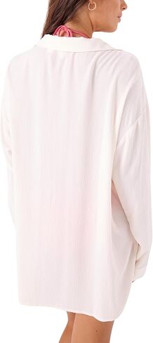 Roxy Women's Swimsuit Bikini Cover Up Button Down Shirt for Beach, Poolside, Resort Wear, Ivory, X-Large in Saudi Arabia