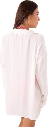 Roxy Women's Swimsuit Bikini Cover Up Button Down Shirt for Beach, Poolside, Resort Wear, Ivory, X-Large in Saudi Arabia